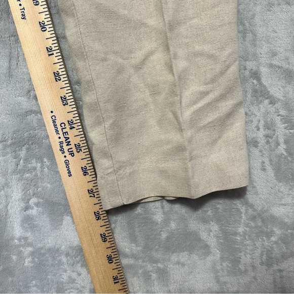 LL Bean Pants Womens 12 Beige Premium Washable Linen Pull On High Rise Wide Leg - Picture 6 of 9